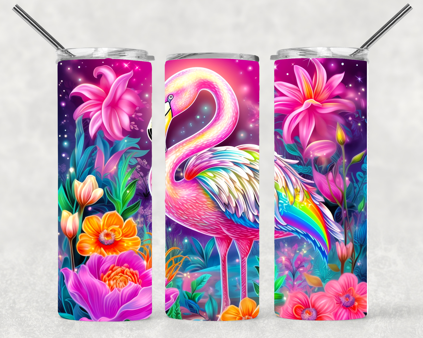 Colorful Flamingo Wrap For Straight Tumbler-S87