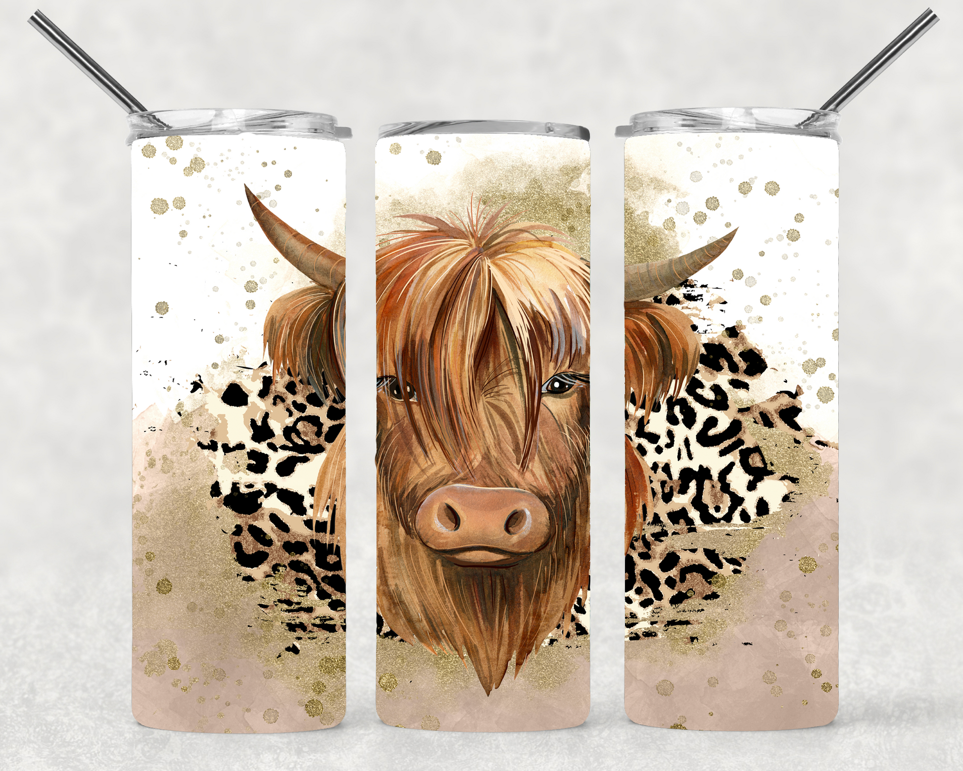 Highland Bull Cow 20 oz Tumber Wrap STRAIGHT - Inspire Uplift