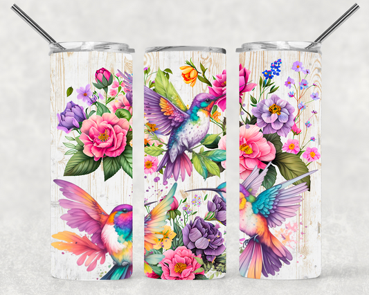 Flowers And Humming Birds Wrap For Straight Tumbler-S91