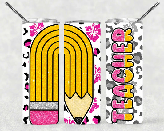 Glitter Teacher Wrap For Straight Tumbler-S113