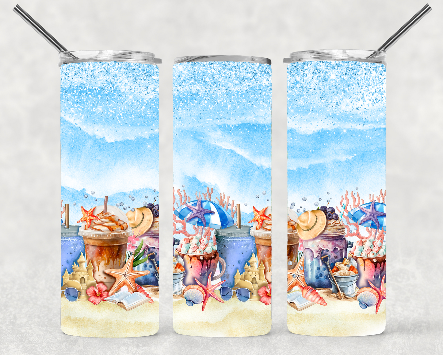 Beach and Coffee Wrap For Straight Tumbler-S104