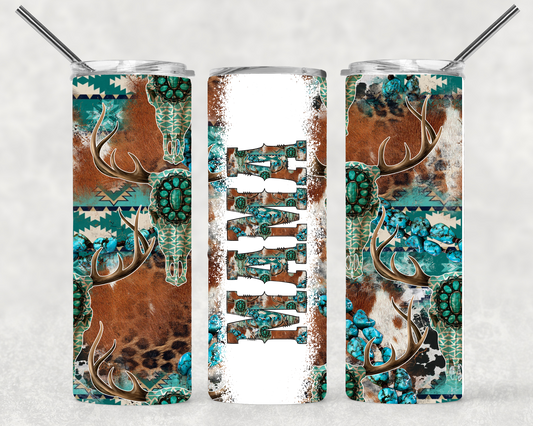 Turquoise Country Mama Wrap For Straight Tumbler-S54