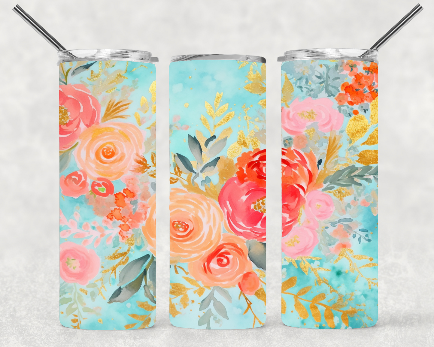 Pastel Floral Wrap For Straight Tumbler-S61