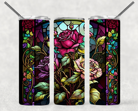 Stain Glass Roses Wrap For Straight Tumbler-S71
