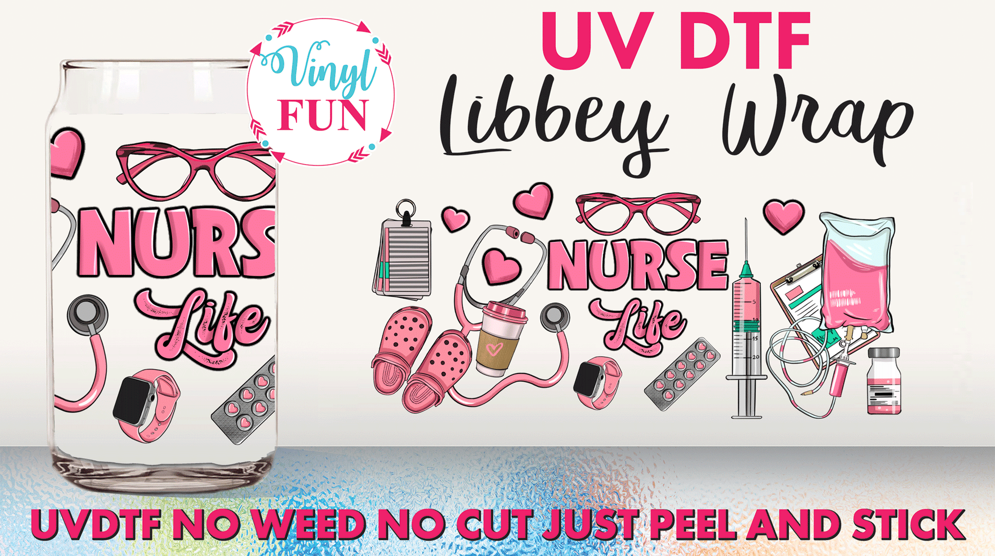 UV DTF Transfer Sticker NURSE Medical For The 16oz Libbey Glasses