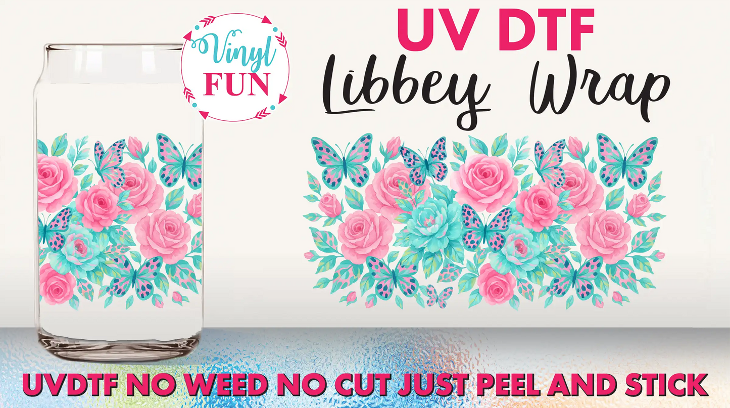 Pink & Teal UVDTF Libbey Glass Wrap - UV213