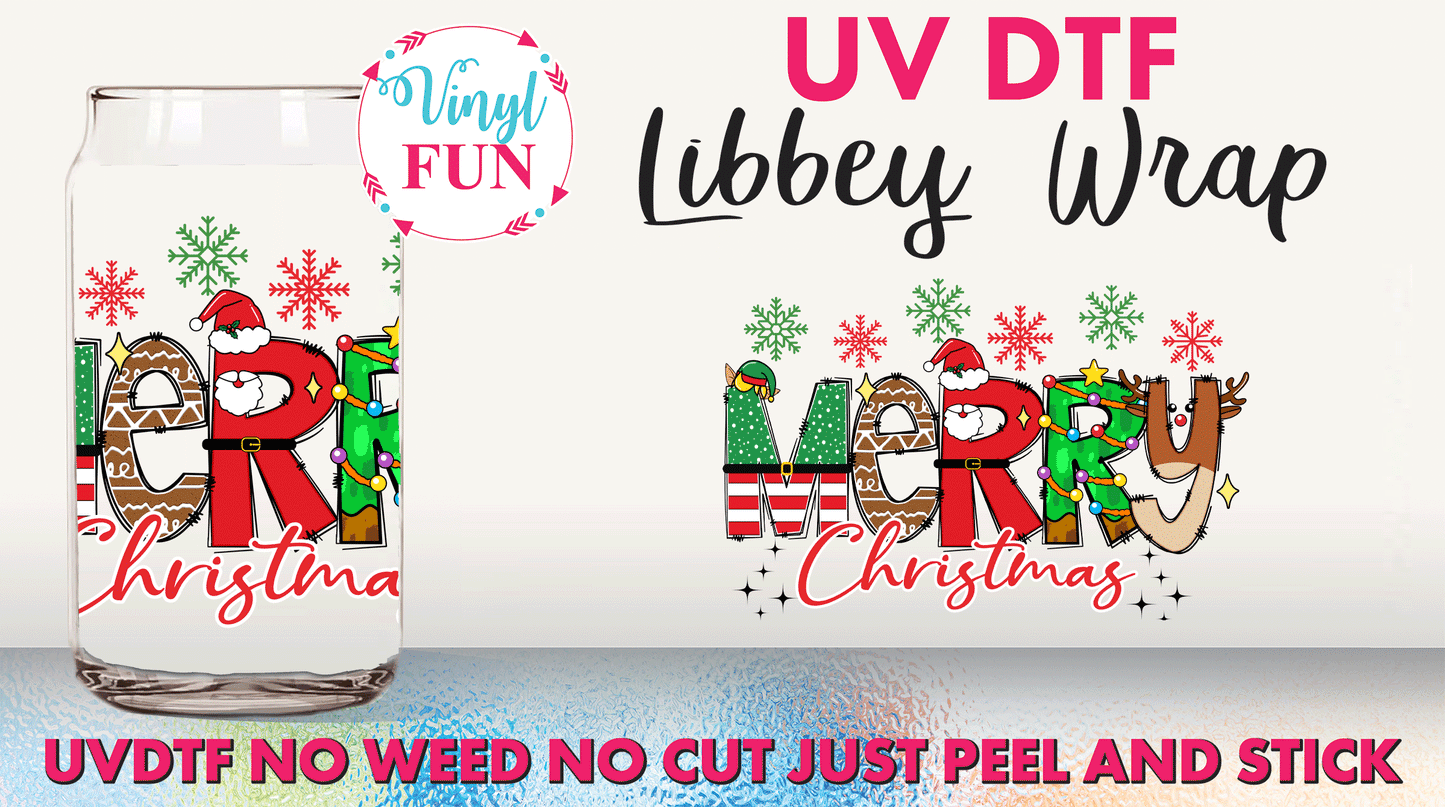 Merry Christmas UVDTF Libbey Glass Wrap - UV120