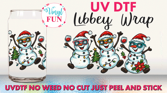 Drinking Snowmen UVDTF Libbey Glass Wrap - UV54