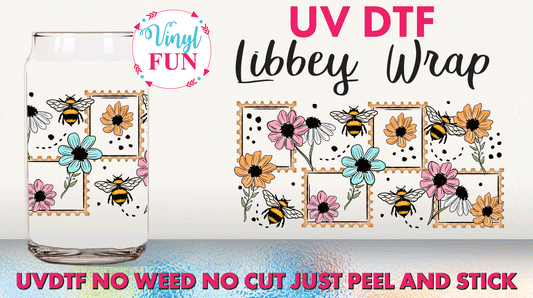 Flowers & Bees Libbey Glass Wrap - UV77