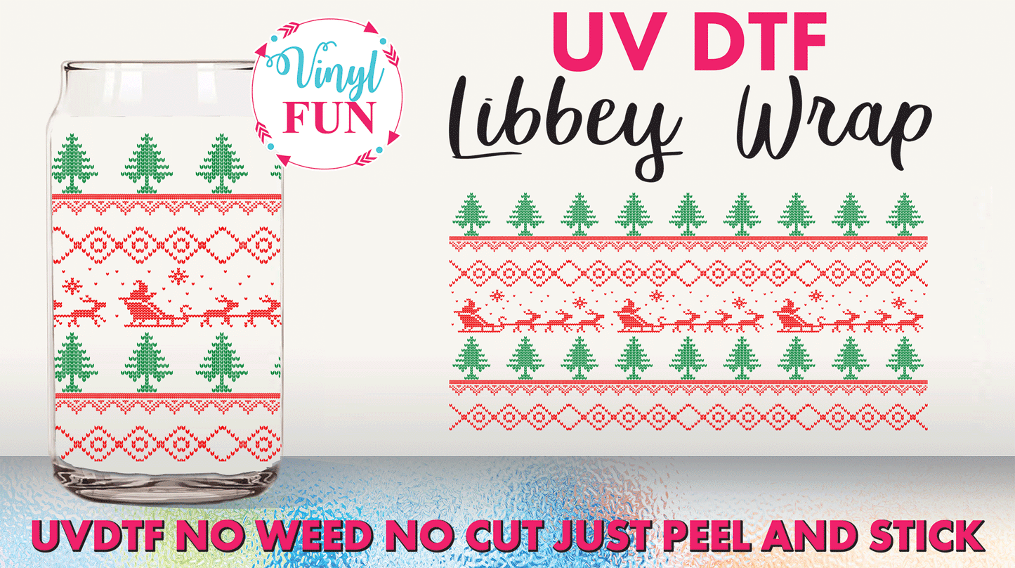 Christmas Sweater UVDTF Libbey Glass Wrap - UV80