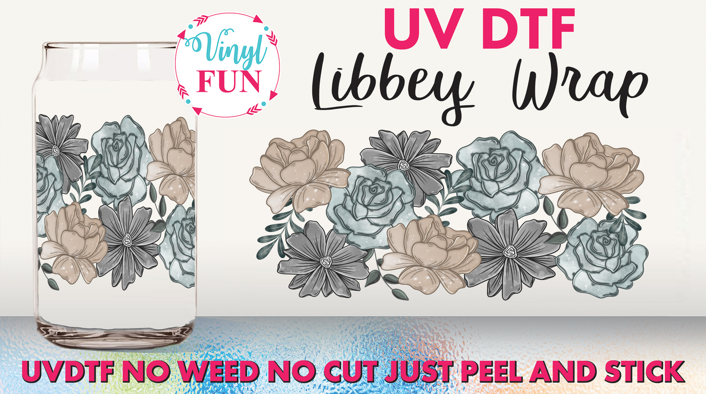 Vintage Floral UVDTF Libbey Glass Wrap - UV156