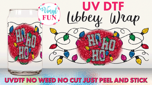 Ho Ho Ho Glitter UVDTF Libbey Glass Wrap - UV17