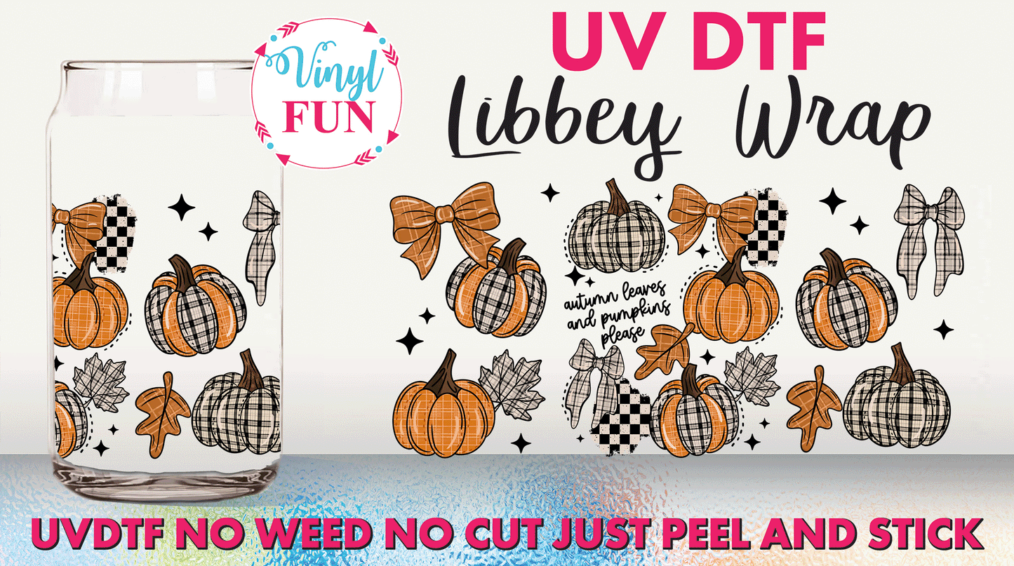Plaid Pumpkins UVDTF Libbey Glass Wrap - UV266