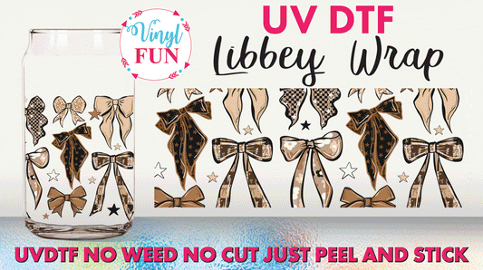 Brown Bows UVDTF Libbey Glass Wrap - UV269