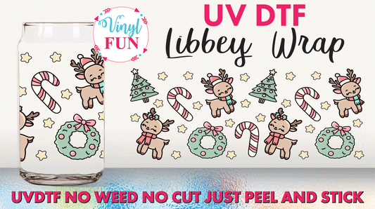 Cutey Reindeer UVDTF Libbey Glass Wrap - UV32