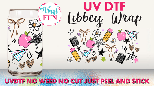 School Doodles Libbey Glass Wrap - UV5