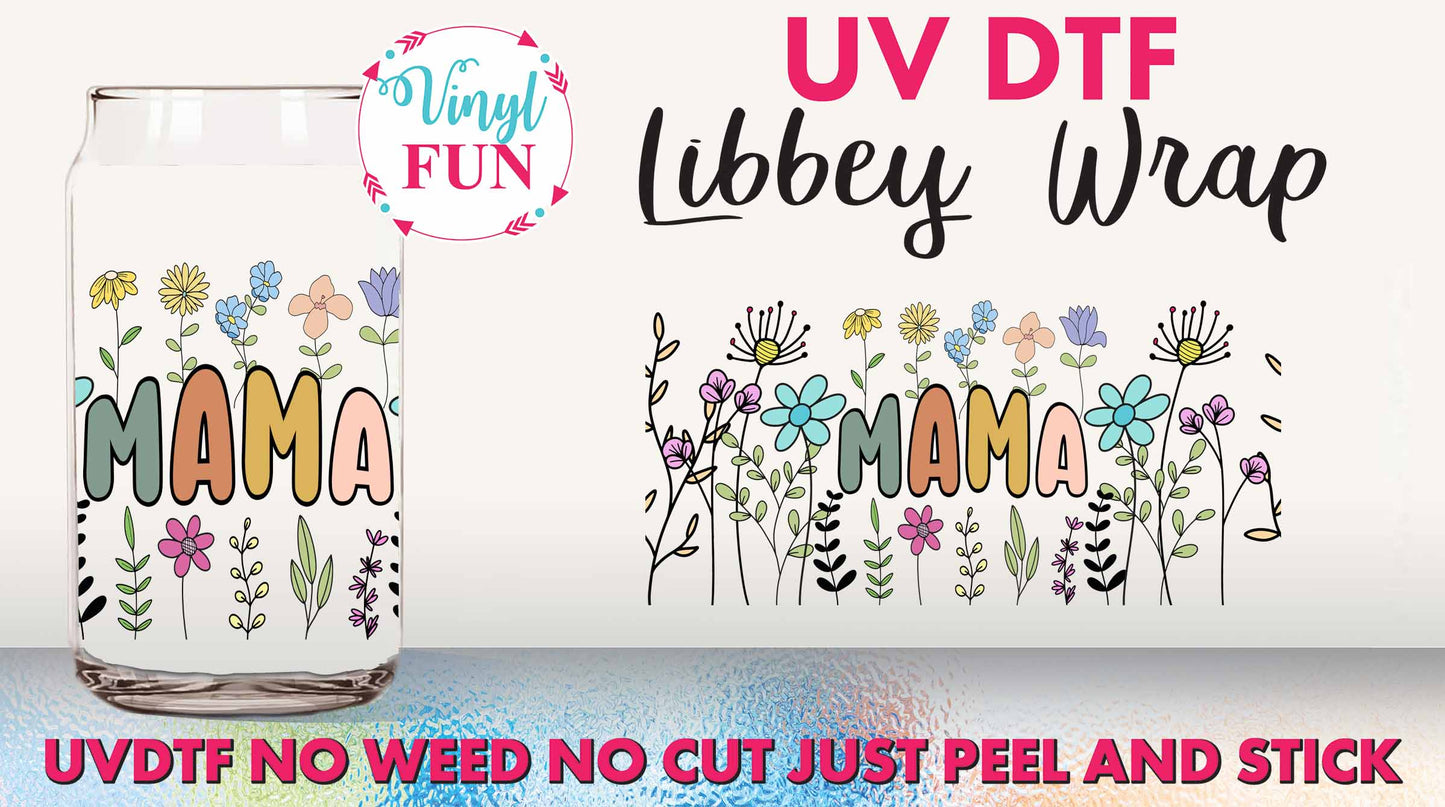 Floral Mama UVDTF Libbey Glass Wrap - UV54