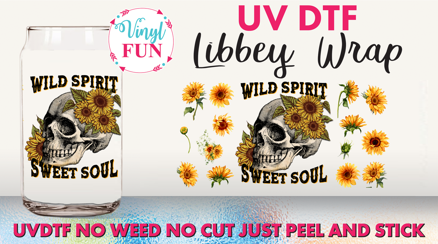 Wild Spirit Skull UVDTF Libbey Glass Wrap - UV74