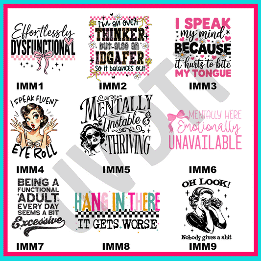 UVDTF Immature Adult Decals