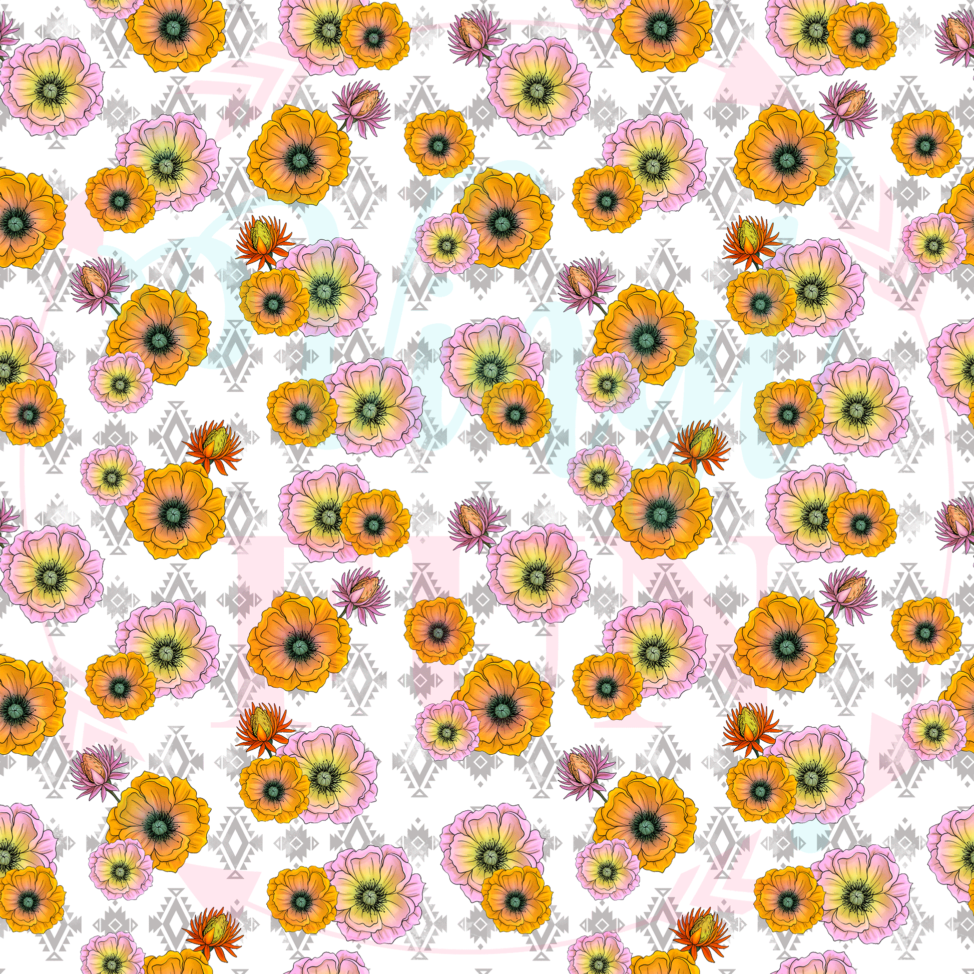 Aztec Flowers Pattern Aztec Flowers Pattern-A4 – Vinyl Fun