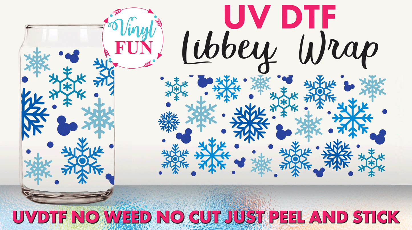 Snowflakes UVDTF Libbey Glass Wrap - UV91