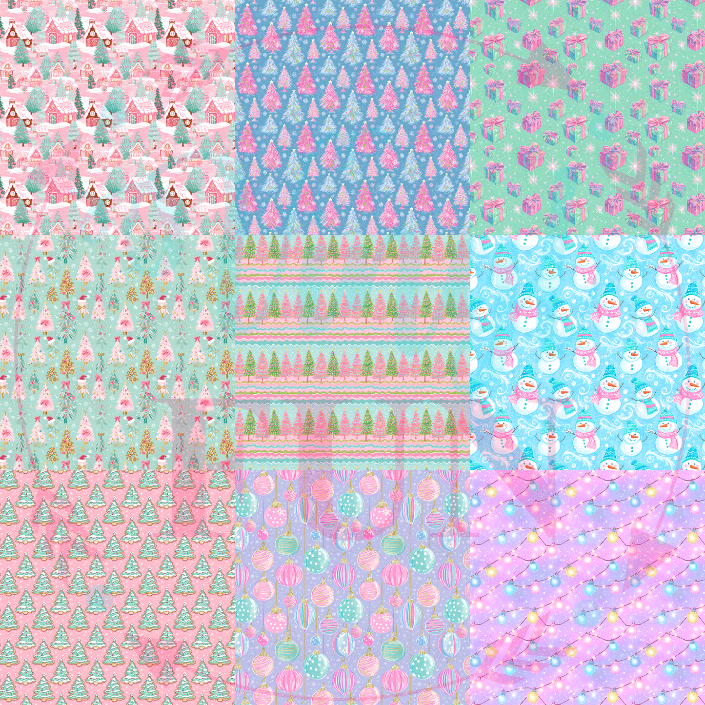Pattern Sampler Preppy Pastel Holiday