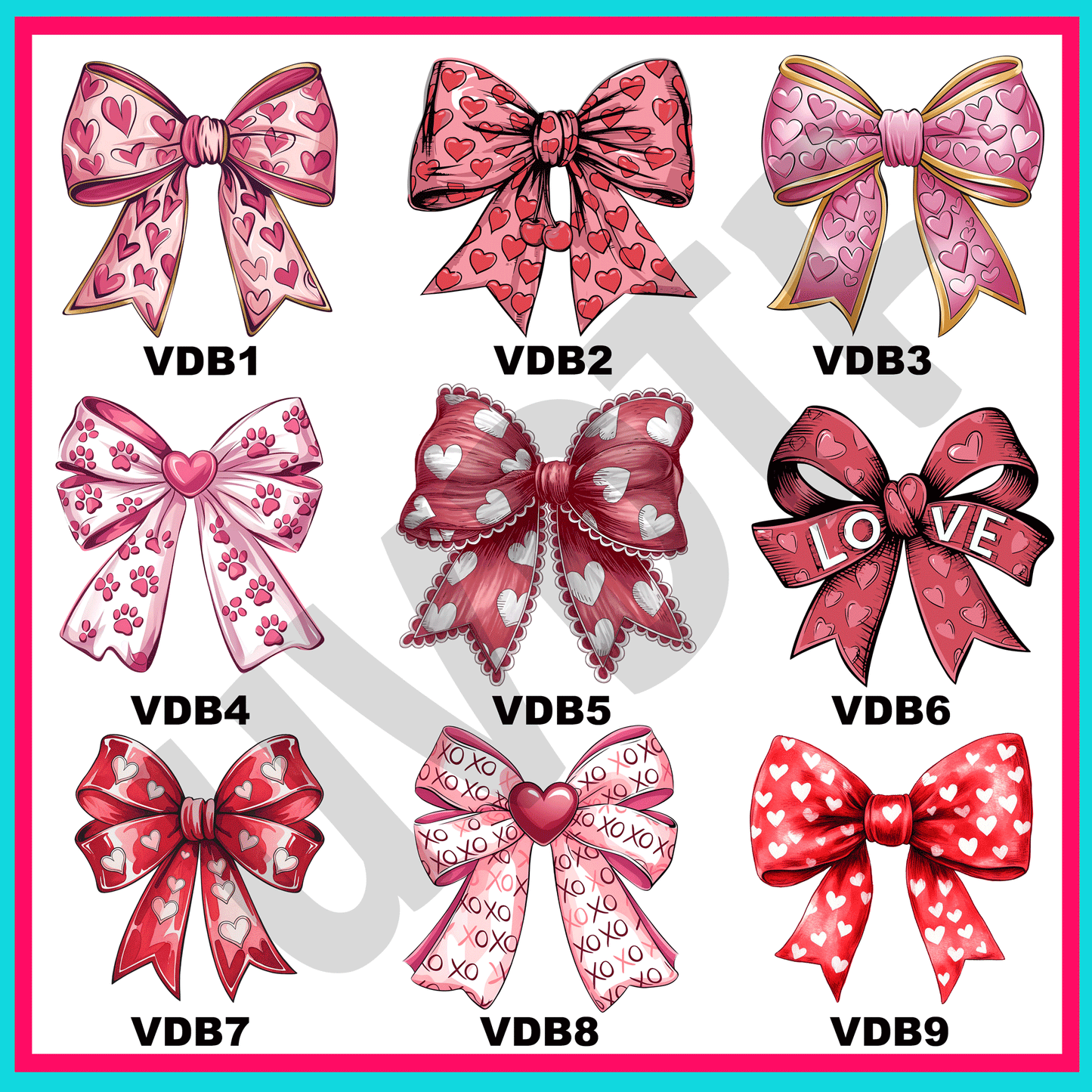 UVDTF Valentines Day Bows Decals