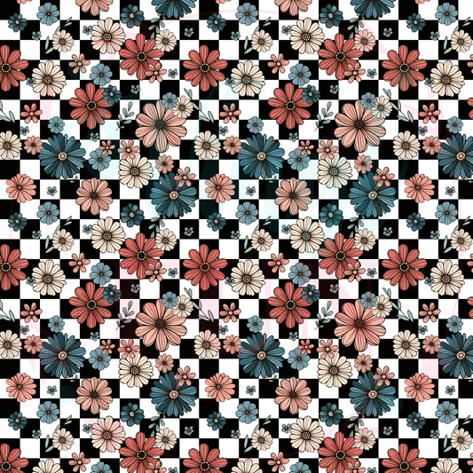 Vintage Floral Checkered Pattern-A18