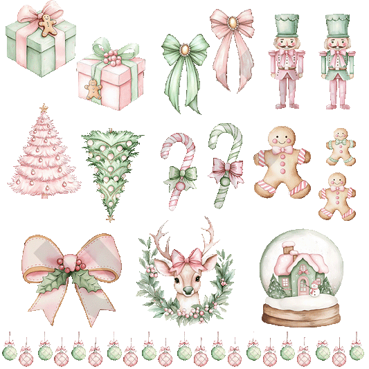 UVDTF Watercolor Pastel Christmas Elements