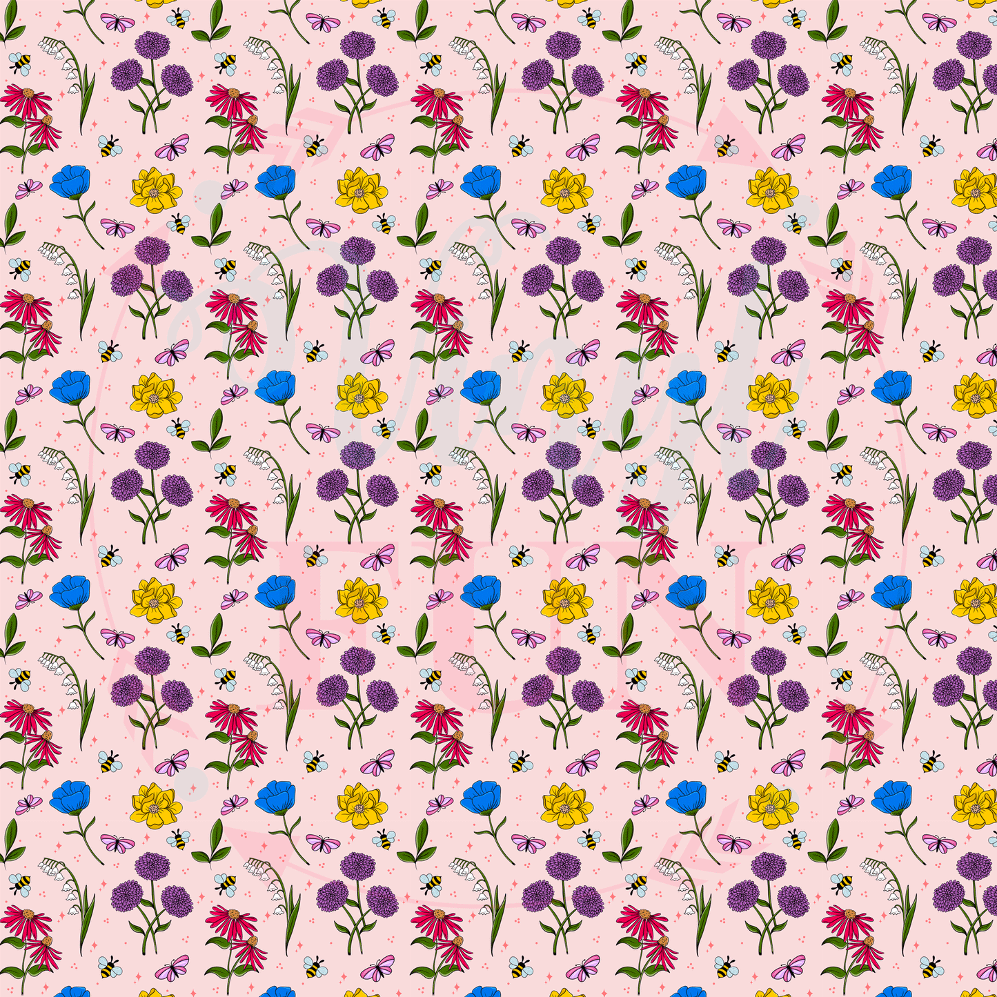 Wildflower Pink Background Pattern-A16