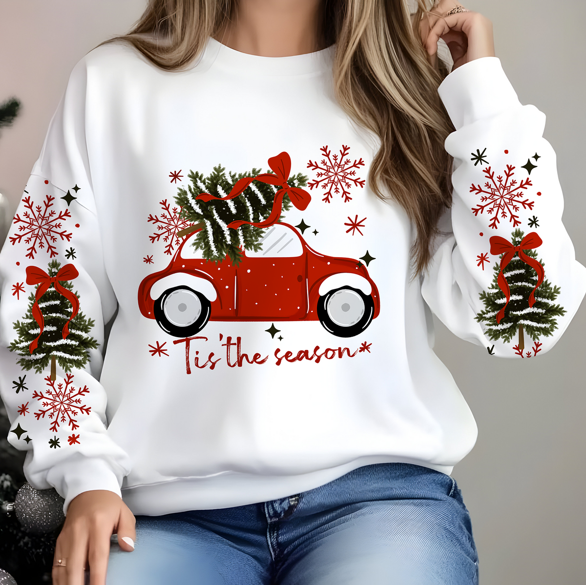 Red Truck Season With Sleeves Transfer - XM32
