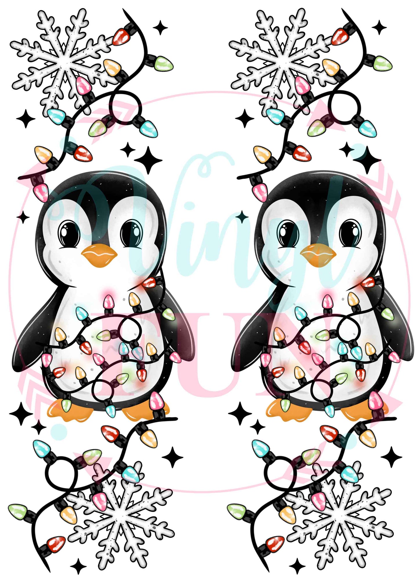 Penguin Wrapped In Lights Transfer -XM33