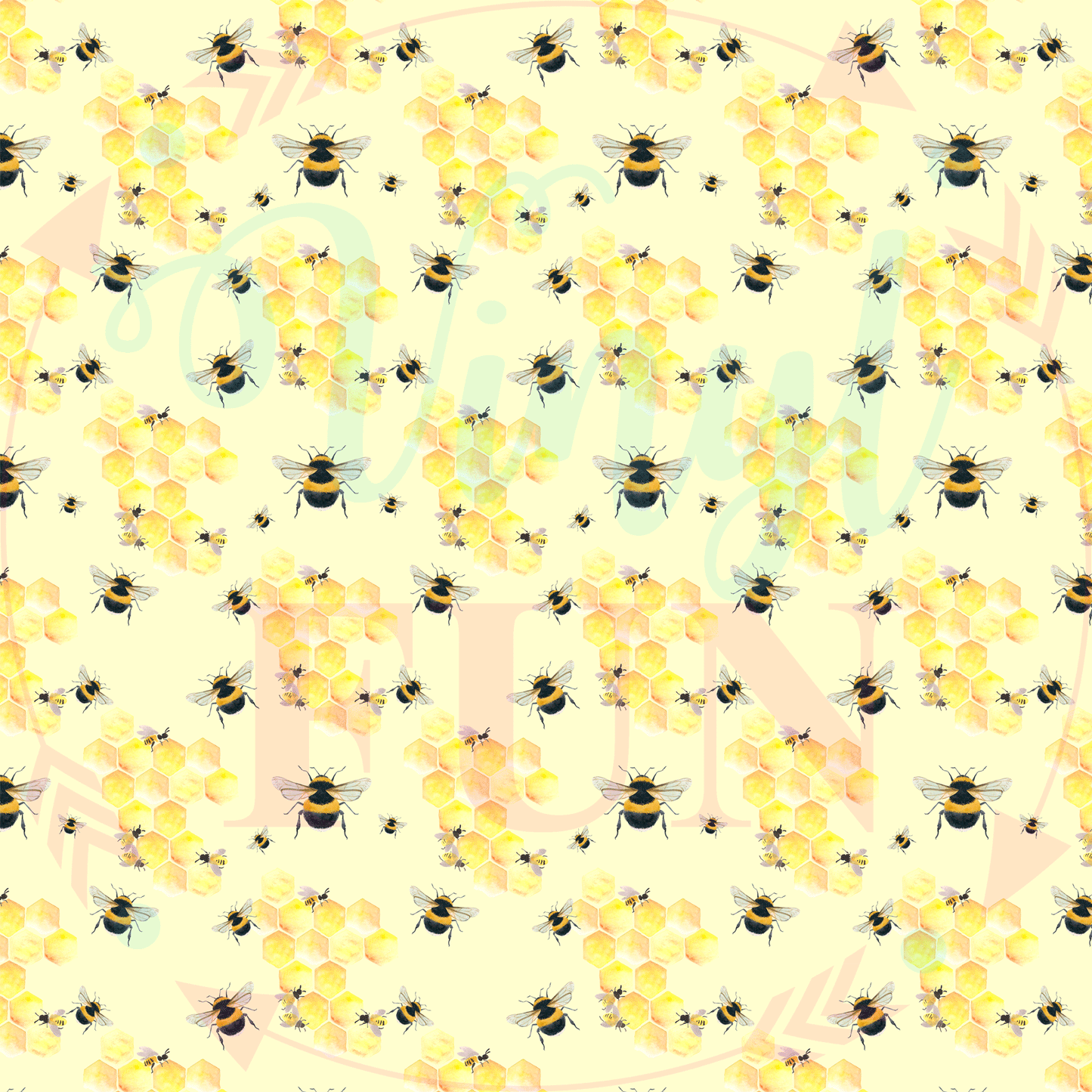 Yellow Bees Background Pattern-C5
