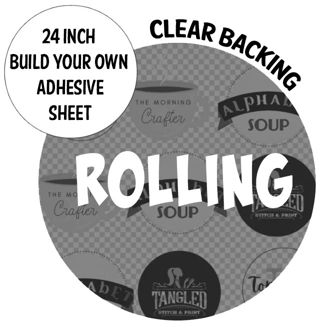 24" Adhesive Rolling Gang Sheet- CLEAR BACKING