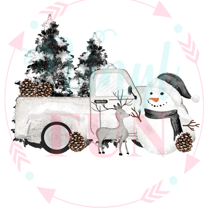 Trees & Snowman Decal-H32