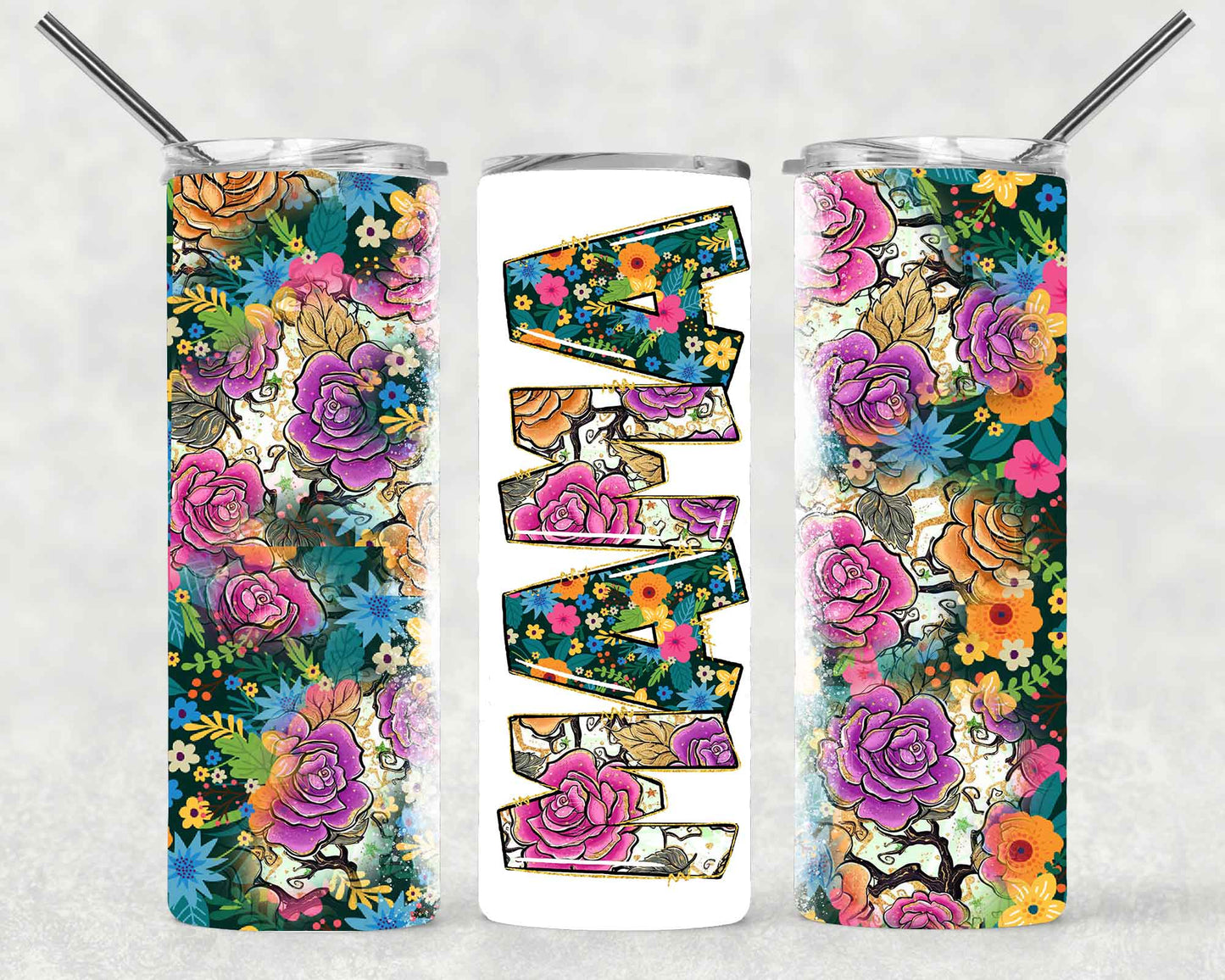 Floral Mama Wrap For Straight Tumbler-S622