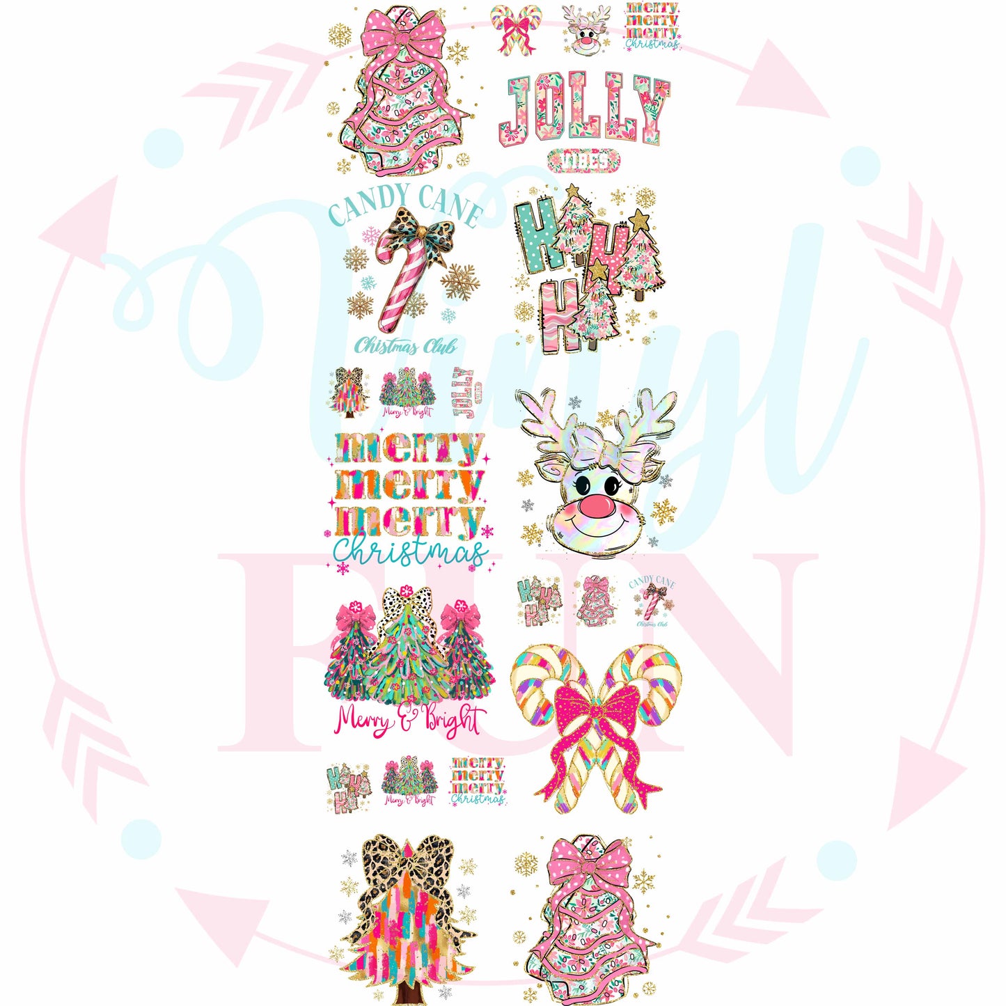 Colorful Christmas Gang Sheet 22"x60"