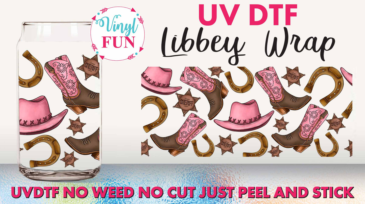 Pink Boots UVDTF Libbey Glass Wrap - UV16
