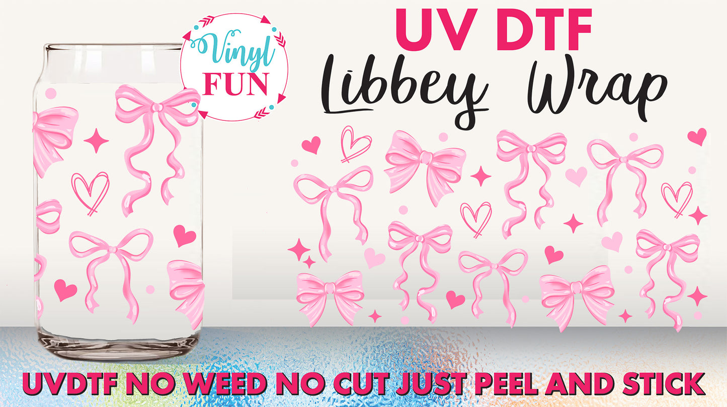 Pink Fun Bows Libbey Glass Wrap - UV76