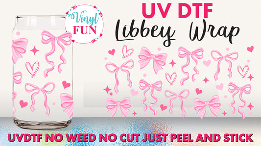 Pink Fun Bows Libbey Glass Wrap - UV76