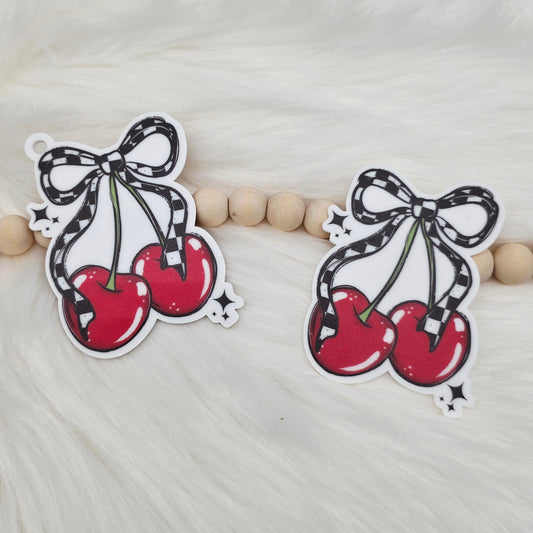 Checkered Cherries Bag Charm