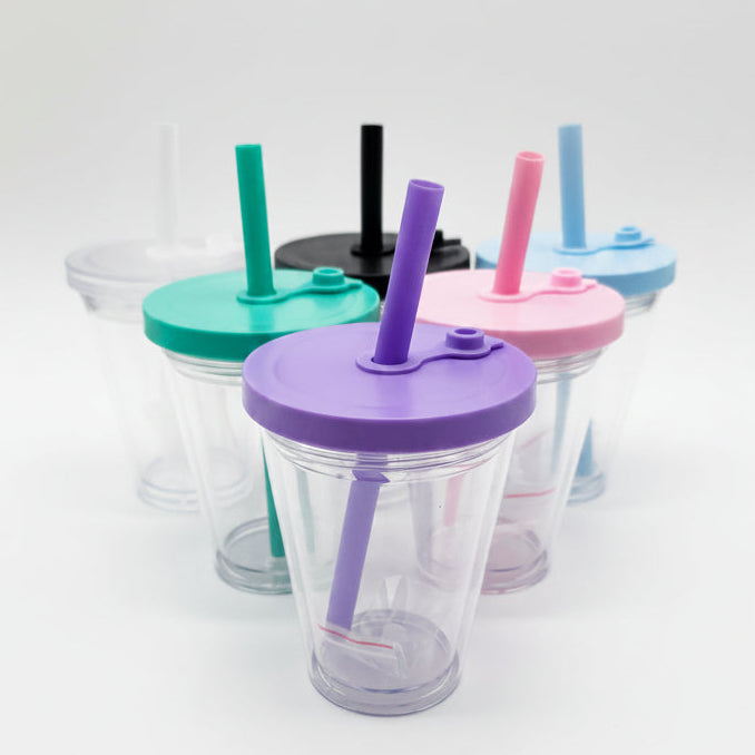 12oz Snow globe Tumbler With Colored Lid