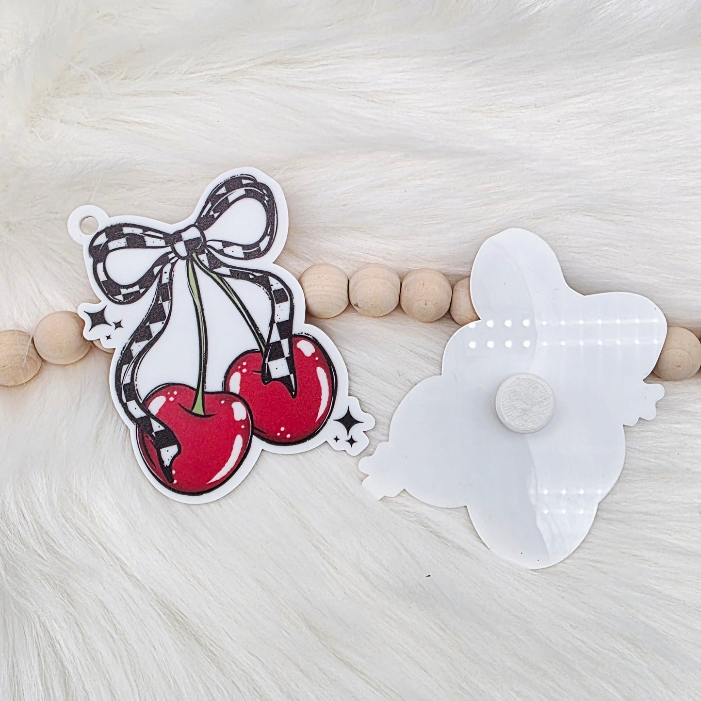 Checkered Cherries Bag Charm