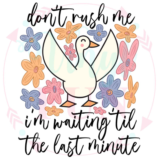 Don't Rush Me Transfer - 177