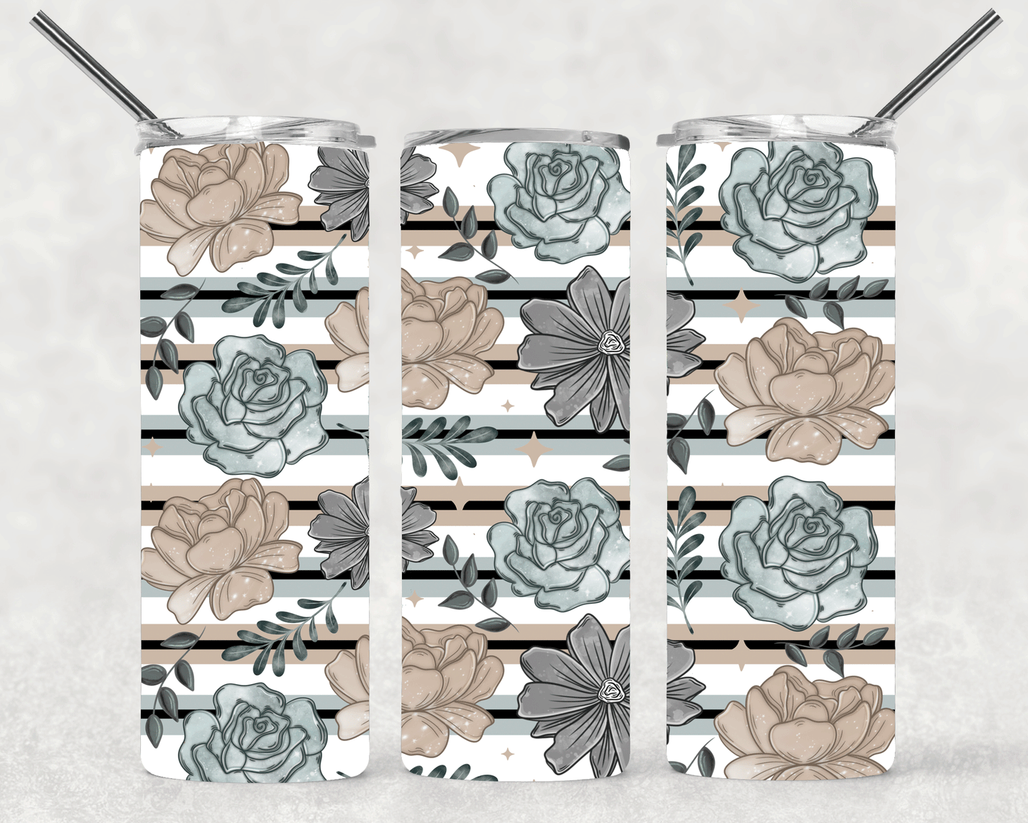 Vintage Floral Wrap For Straight Tumbler-S220