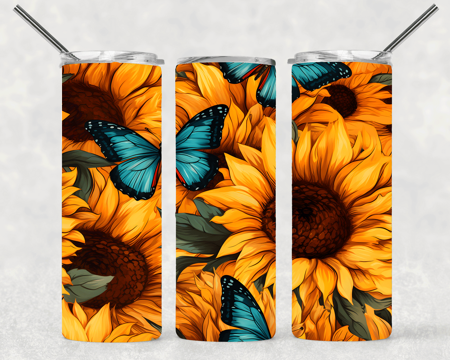Sunflower & Butterflies Wrap For Straight Tumbler-S253