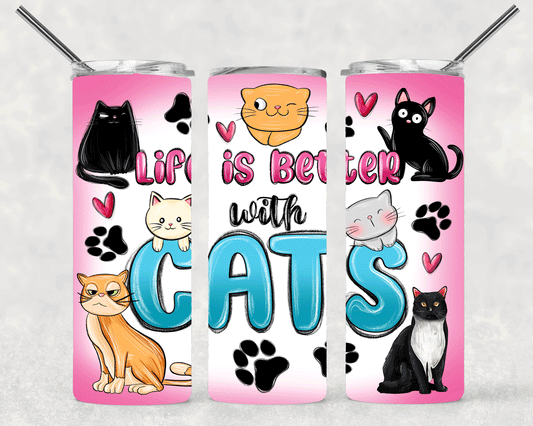 Life Is Better With Cats Wrap For Straight Tumbler-S271