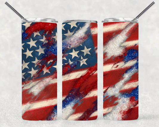 American Distressed Flag Wrap For Straight Tumbler-S276