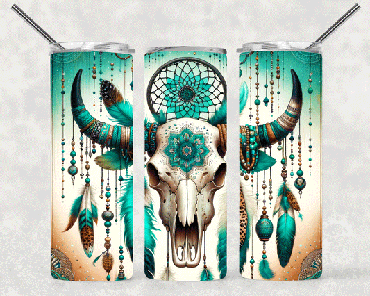 Teal Skull Wrap For Straight Tumbler-S300