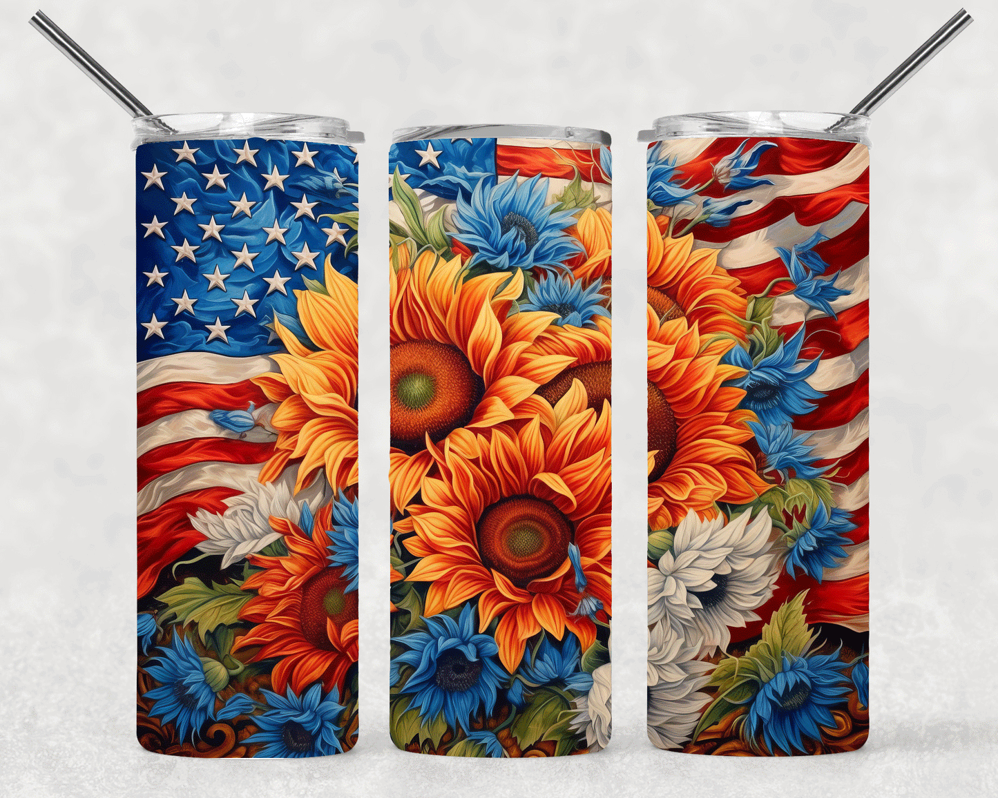 Sunflower Flag Wrap For Straight Tumbler-S302